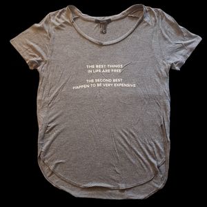 Forever21 Coco Chanel"The best things in life are free..." t-shirt, Size S, Grey